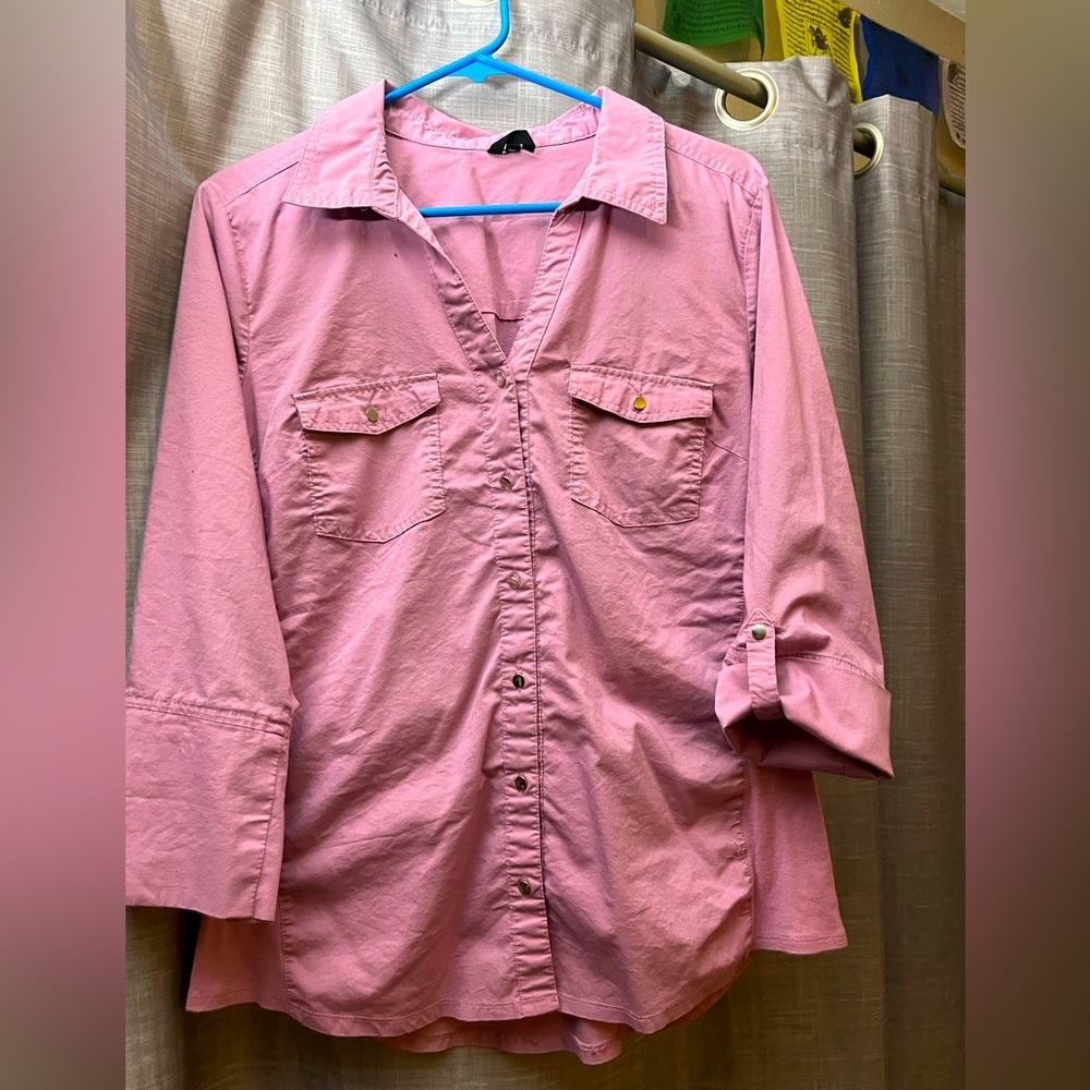 Cathy, LG, Pastel Purple/Pink, Button-Up Blouse